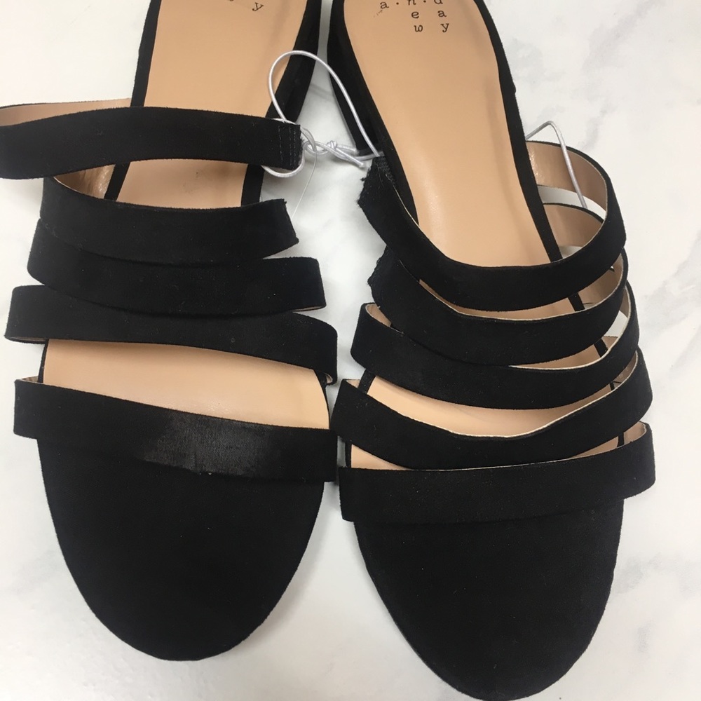 👠Clearance Black multi strap faux suede sandal